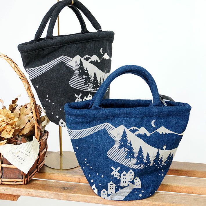 Ena Kuam] 雪山抜染デニムバッグ | 森の8カテン rolca_shop