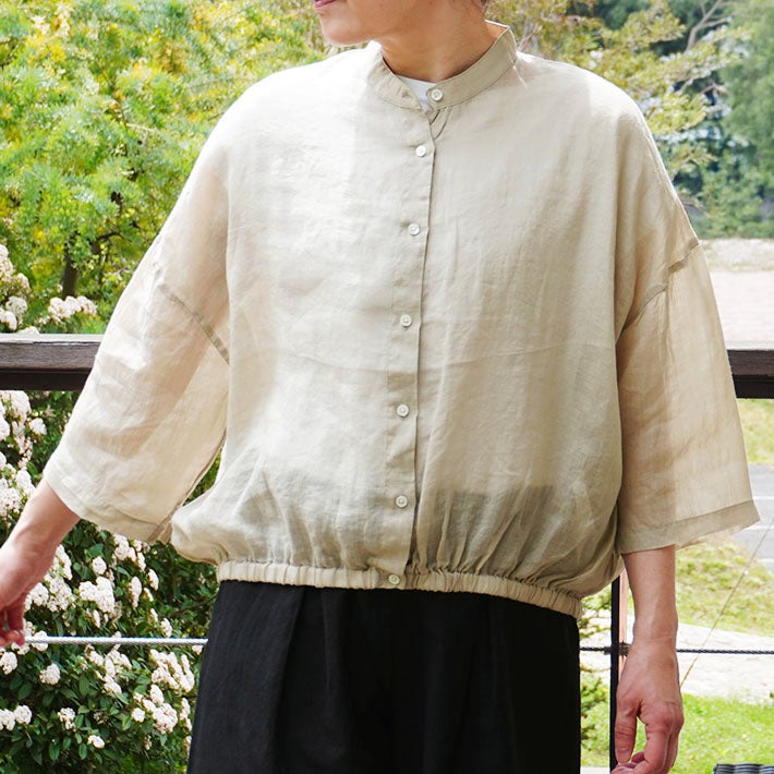 ☆Drawer☆１7ＳＳ　リネンギャザーブラウス　☆定価６１,５６0円 シアーノースリギャザーブラウス